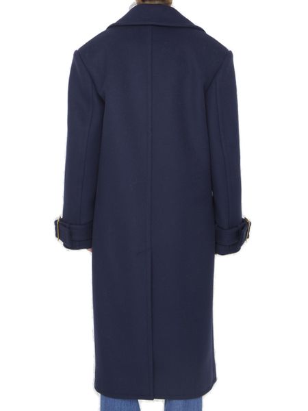 Oversized Double-Breasted Wool Jacket in Blue for Women