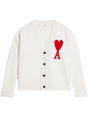 AMI PARIS Luxurious Pure Wool Cardigan with Signature Logo