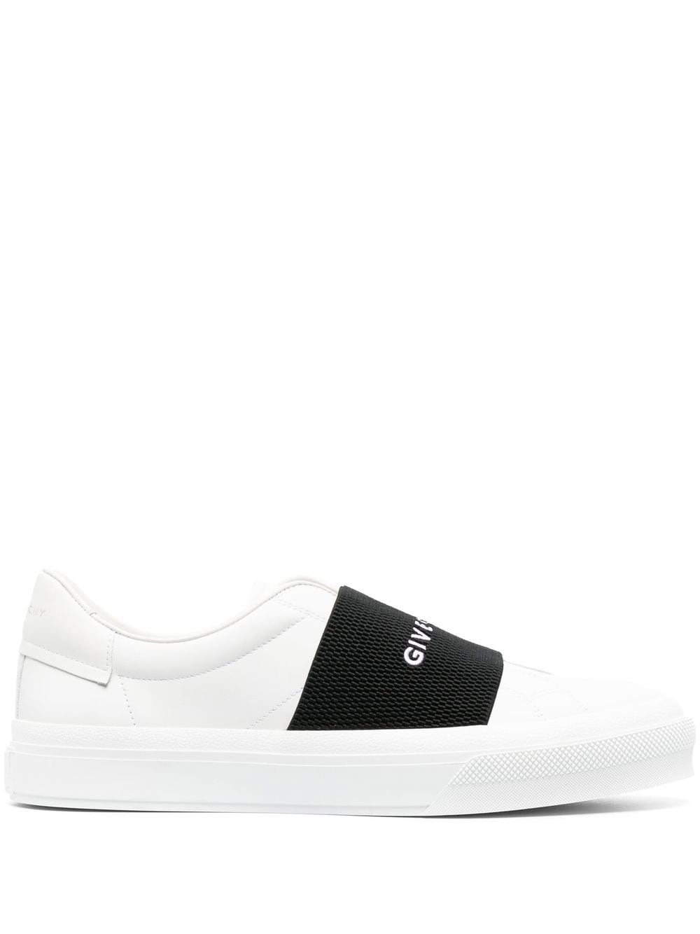 GIVENCHY White Leather Sneakers with Elastic Strap and Chunky Sole for Men