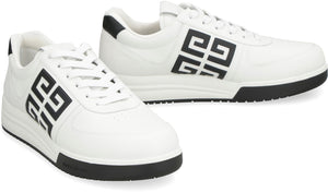 حذاء رياضي أبيض من الجلد بتصميم منخفض الكعب بلون مختلف للرجال