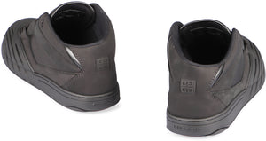 GIVENCHY Men's Black Leather Sneakers with Round Toe and Techno Fabric