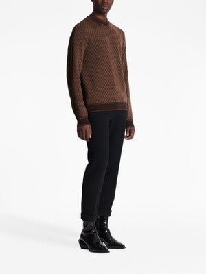 BALMAIN Brown Wool Turtleneck Sweater for Men - FW23 Collection