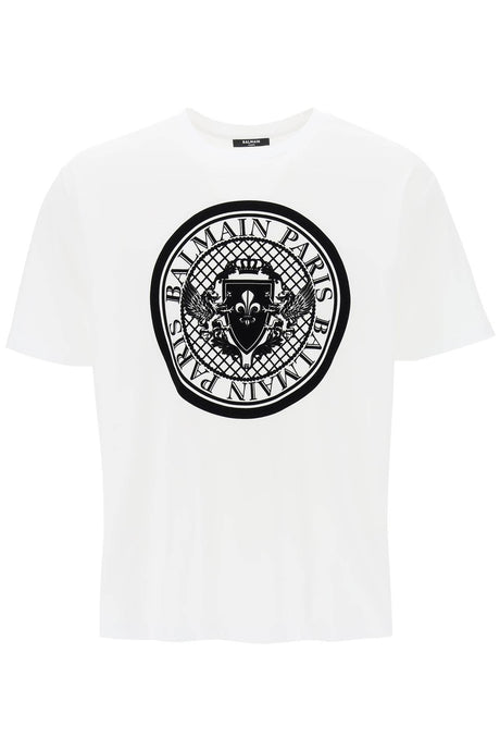 BALMAIN Men's White Cotton Crew-Neck T-Shirt for Fall/Winter 2023