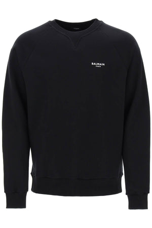 Men's Black Cotton Crew-Neck Sweatshirt with Ribbed Details