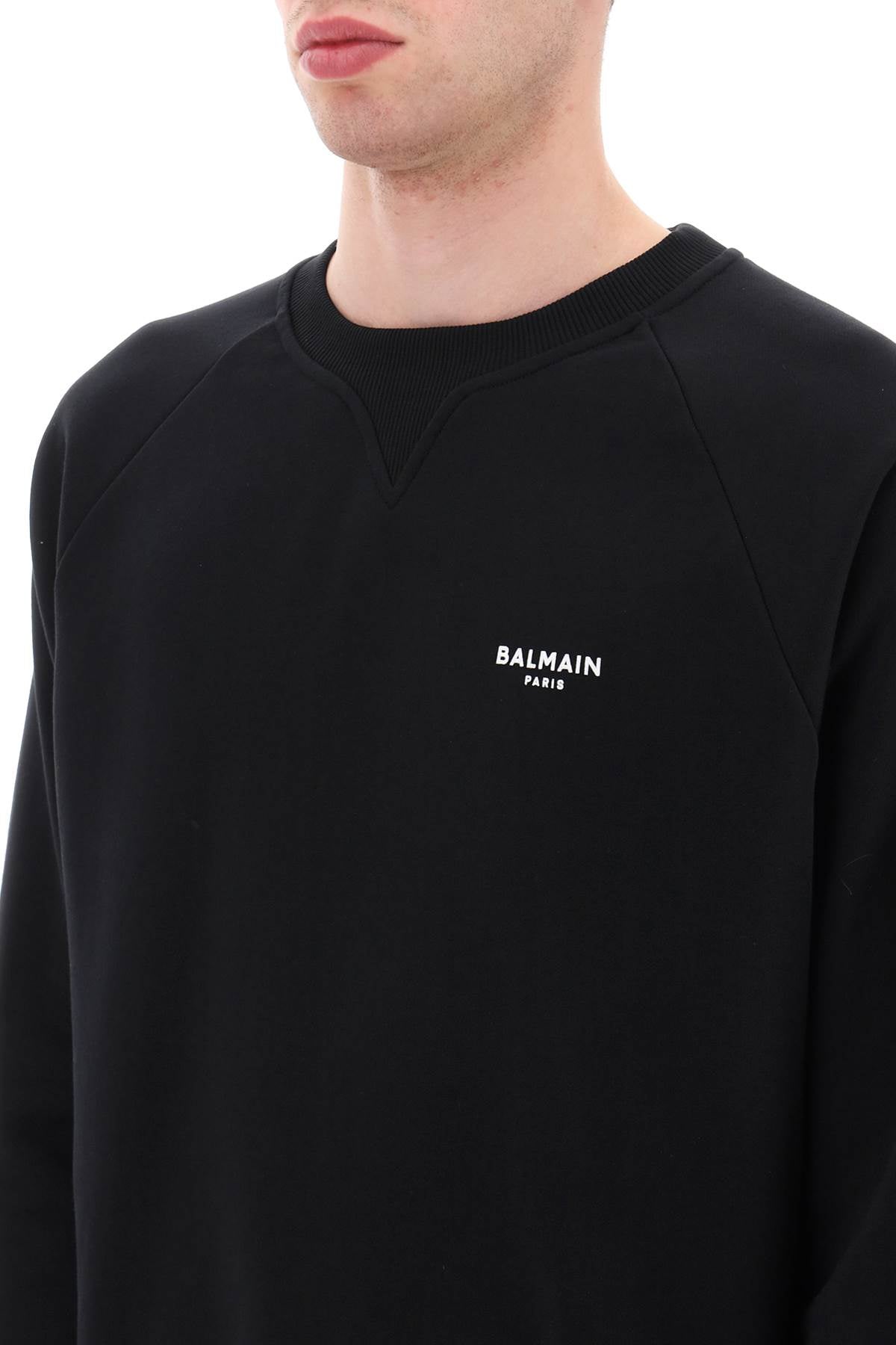 BALMAIN Men's Black Ribbed Cotton Sweatshirt