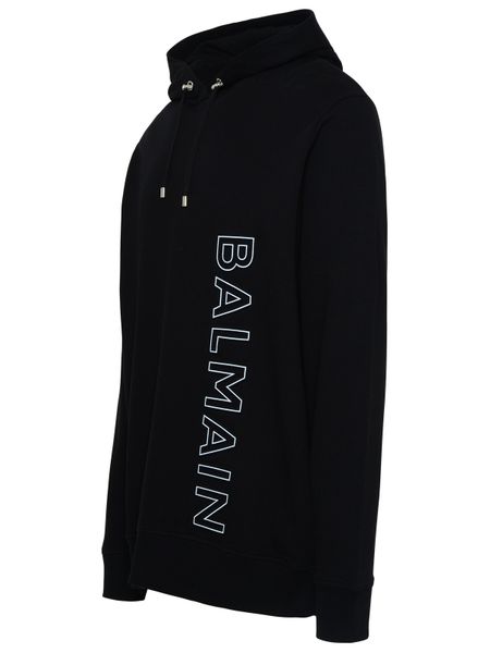 BALMAIN Embossed Reflective Hoodie in Black/Grey