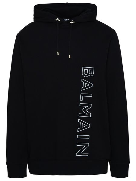 BALMAIN Embossed Reflective Hoodie in Black/Grey