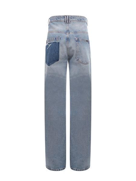 BALMAIN Deconstructed Blue Denim Jeans for Men