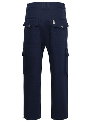 BALMAIN Stylish Men's Blue Cargos from 23FW Collection