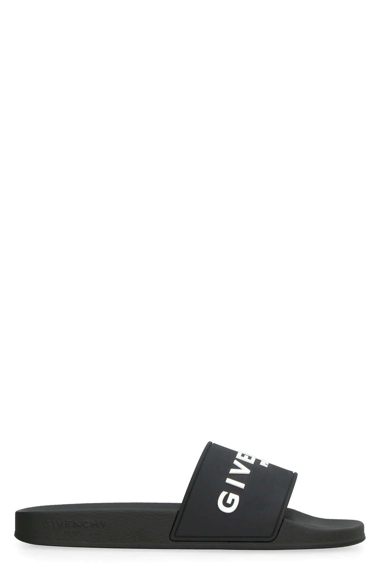 GIVENCHY Black Slides with Contrasting Logo Lettering for Men
