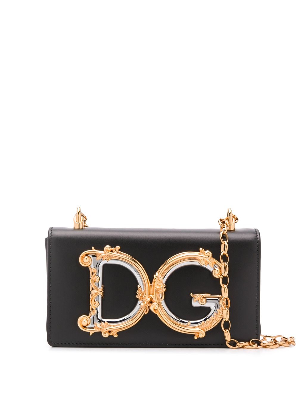 DOLCE & GABBANA Elegant Mini Chain-Link Leather Shoulder Bag