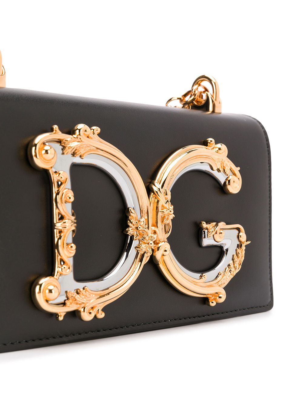 DOLCE & GABBANA Elegant Mini Chain-Link Leather Shoulder Bag