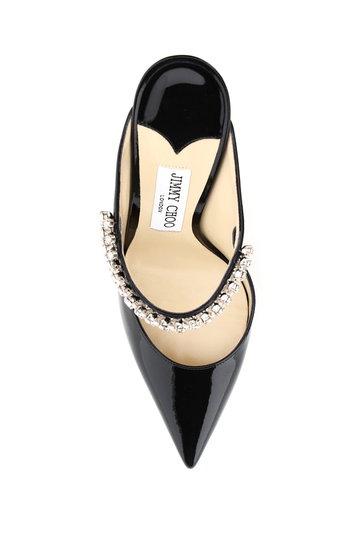 JIMMY CHOO Bing 100 Crystal-Embellished Patent Flats