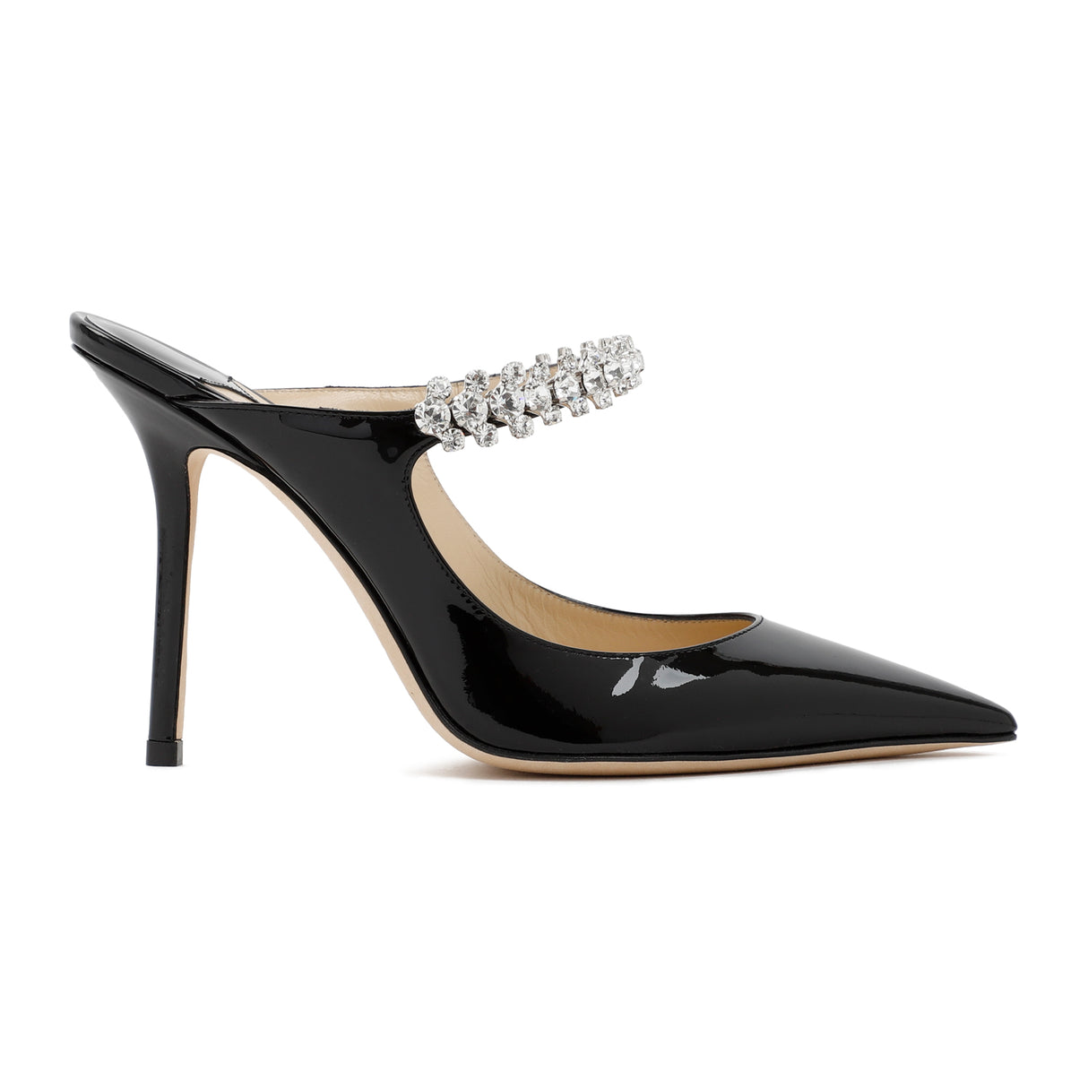 JIMMY CHOO Bing 100 Crystal-Embellished Patent Flats