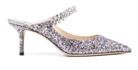 JIMMY CHOO Glitter Crystal Strap Mini Stilettos