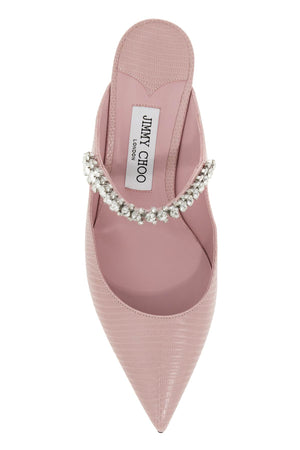粉嫩色水蜥纹皮平底鞋，点缀水晶