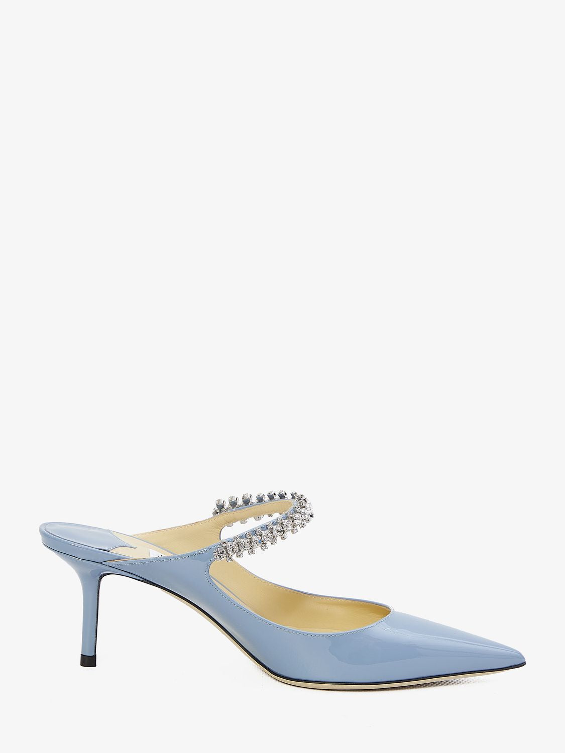 JIMMY CHOO Elegant Crystal-Embellished Blue Patent Flats for Women