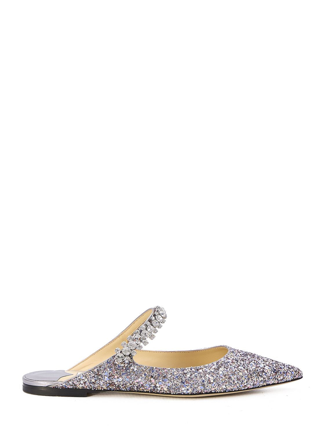 Multicolor Glitter Flat Ballerinas with Crystal Strap