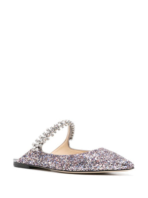 JIMMY CHOO Gray Crystal Pointed Toe Flats for Women