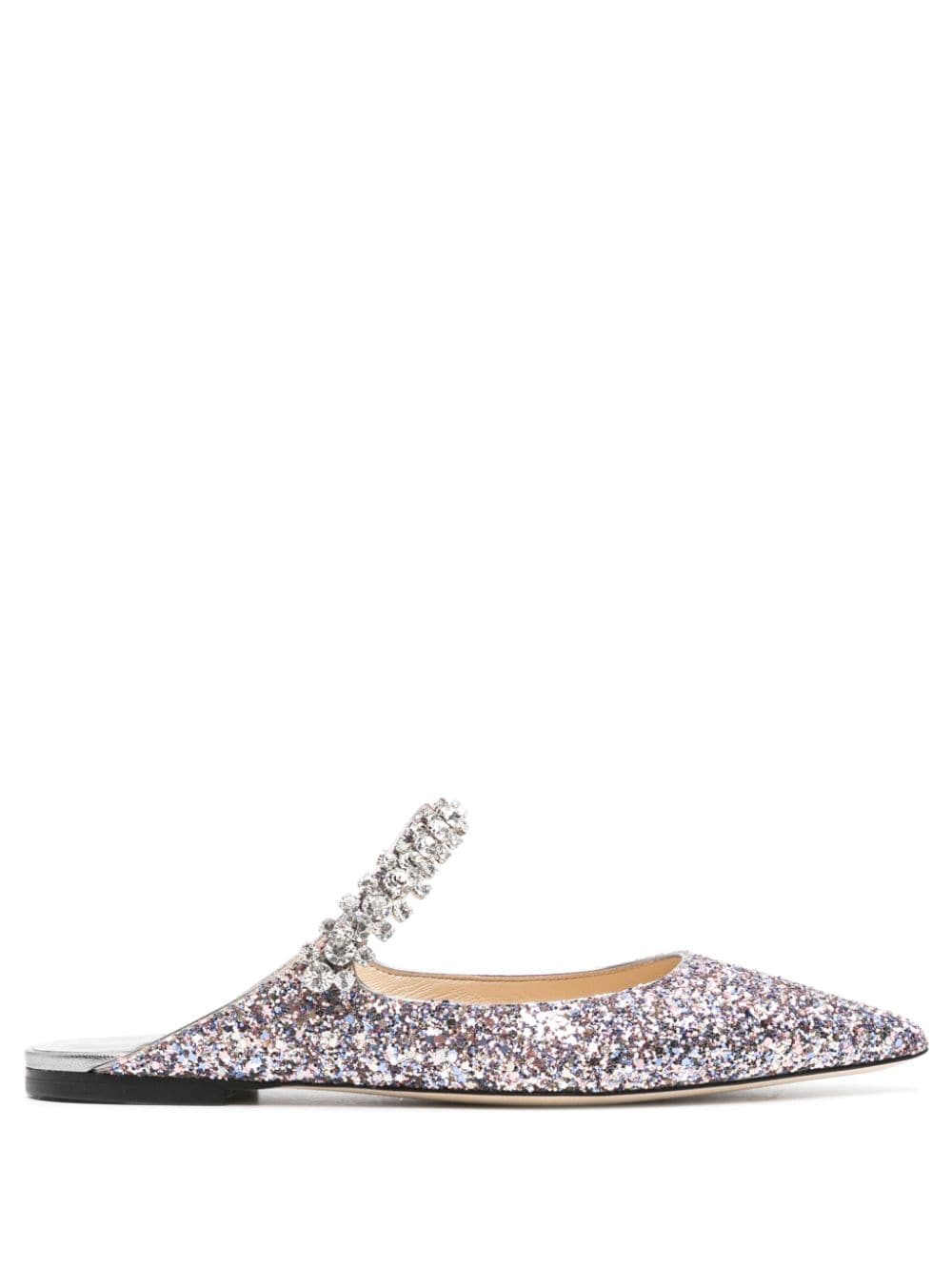 JIMMY CHOO Gray Crystal Pointed Toe Flats for Women
