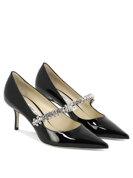 JIMMY CHOO Hand-Finished Crystal Strap Black Pumps for Women