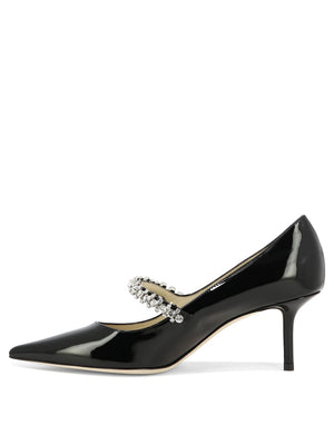 JIMMY CHOO Hand-Finished Crystal Strap Black Pumps for Women