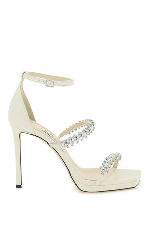 Crystal-Studded White Sandals for Women