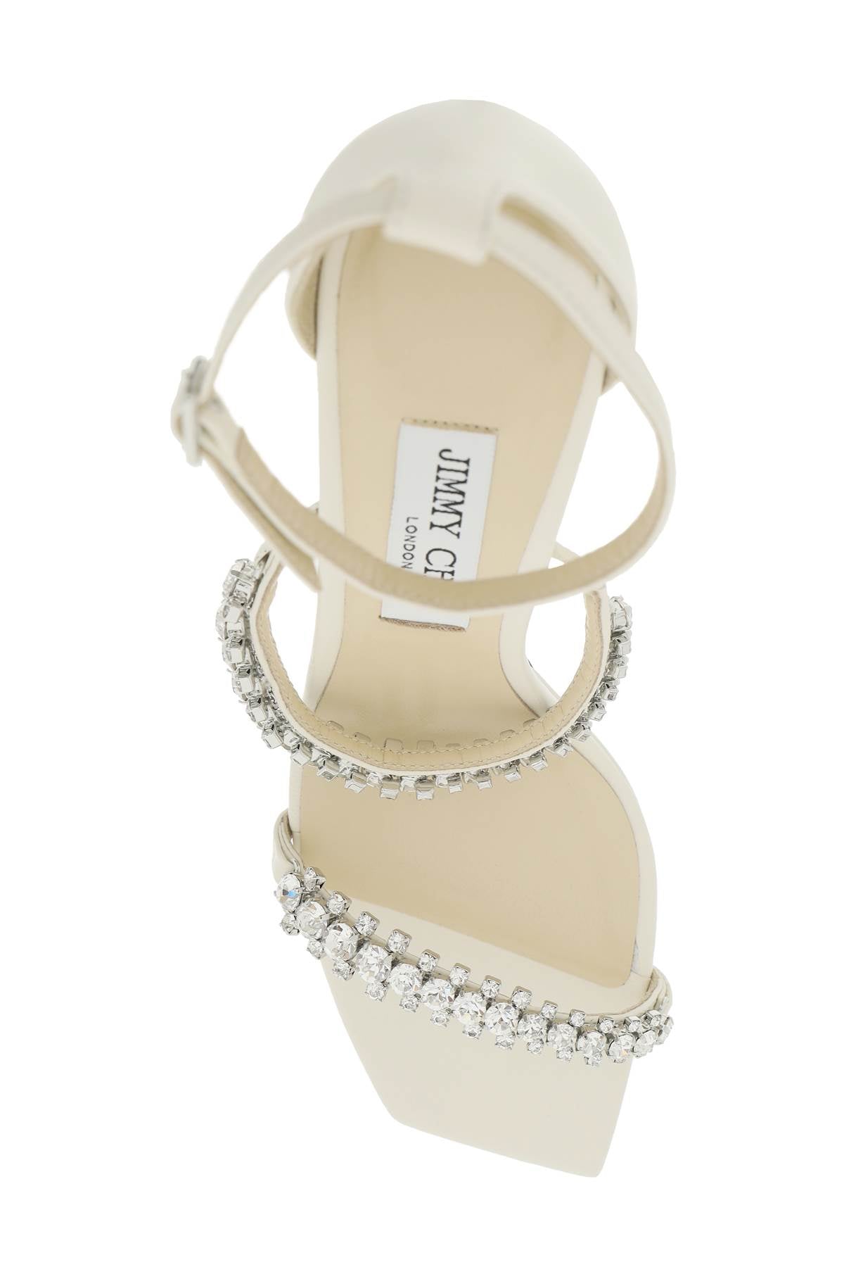 Crystal-Studded White Sandals for Women