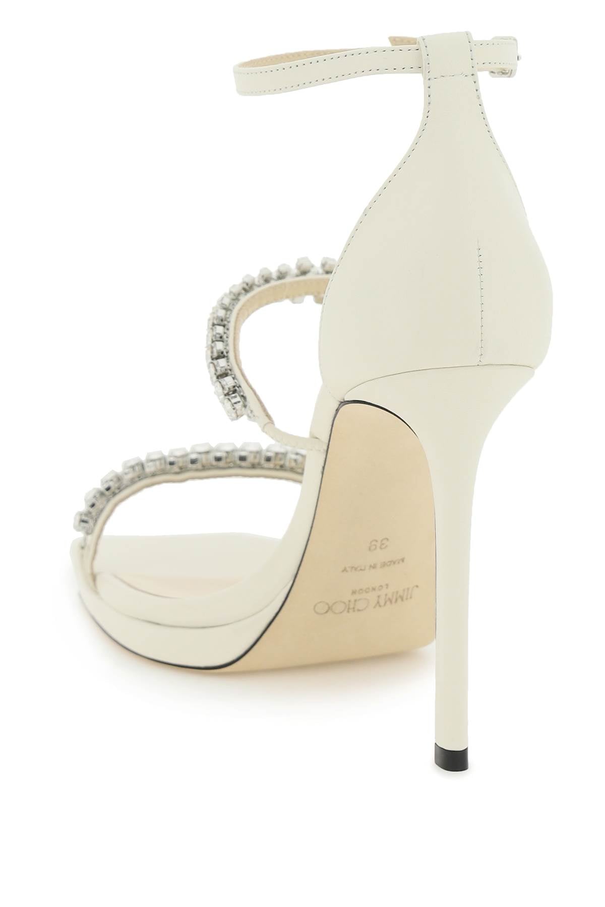 JIMMY CHOO Crystal-Studded Ankle Strap Sandals - Women's White