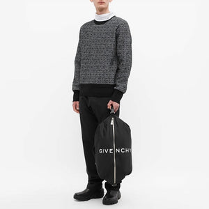 GIVENCHY Elevated Black Logo Printed Raffia Backpack for Men - FW23