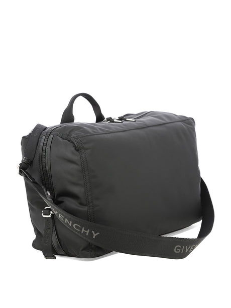 GIVENCHY "Medium Pandora" Men's Black Crossbody Messenger Bag with Reflective Logo and Adjustable Strap