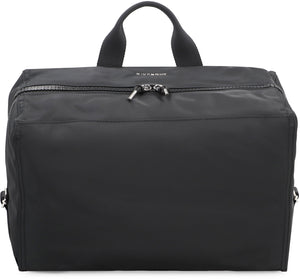 GIVENCHY Men's Modern Black Nylon Messenger Bag with Leather Accents, Two-Way Zip, and Adjustable Strap – Medium 40x26.5x19.5 cm