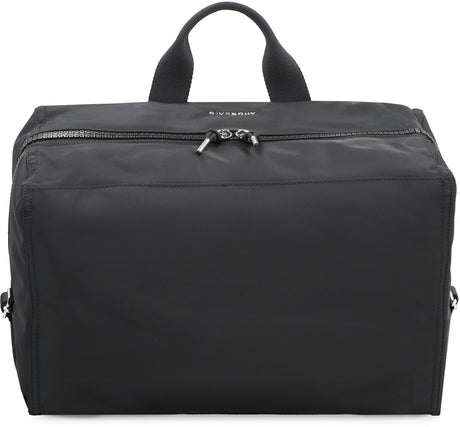 Nylon Messenger Handbag with Leather Details and Adjustable Strap - Black FW23