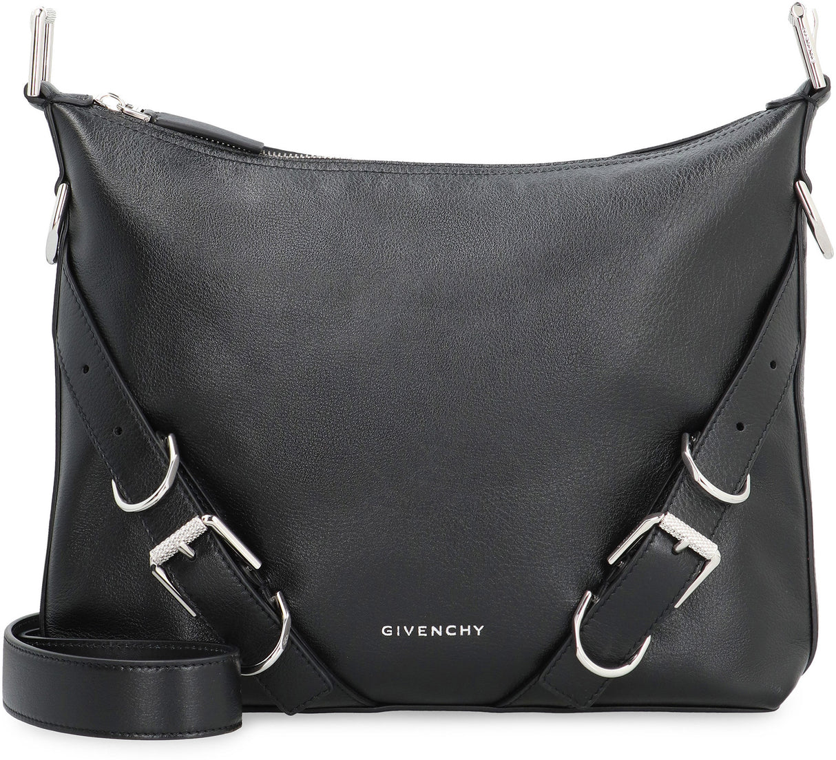 GIVENCHY Voyou Black Leather Crossbody Bag - 34x25x7 cm