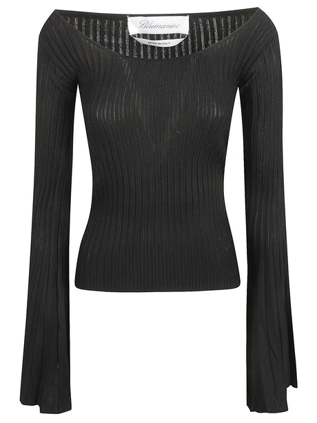 BLUMARINE Elegant Knit Top with Boat Neck and Wide Sleeves