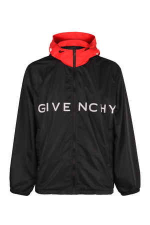 GIVENCHY Men's Navy Technical Fabric Hooded Jacket for SS24