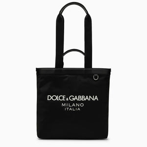 DOLCE & GABBANA Men's Black Nylon Handbag with Logo - SS24 Collection