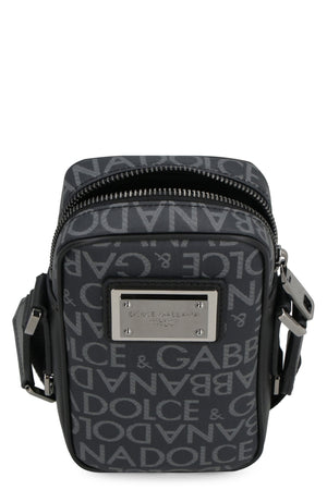 DOLCE & GABBANA All Over Logo Print Canvas Shoulder Bag for Men