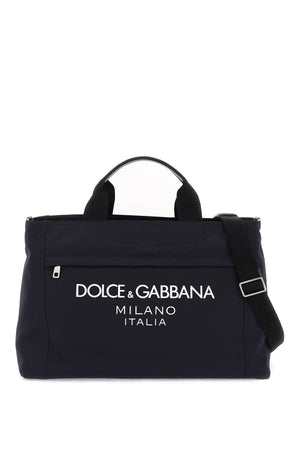 DOLCE & GABBANA Rubberized Logo Nylon Duffle Handbag - Mini Size