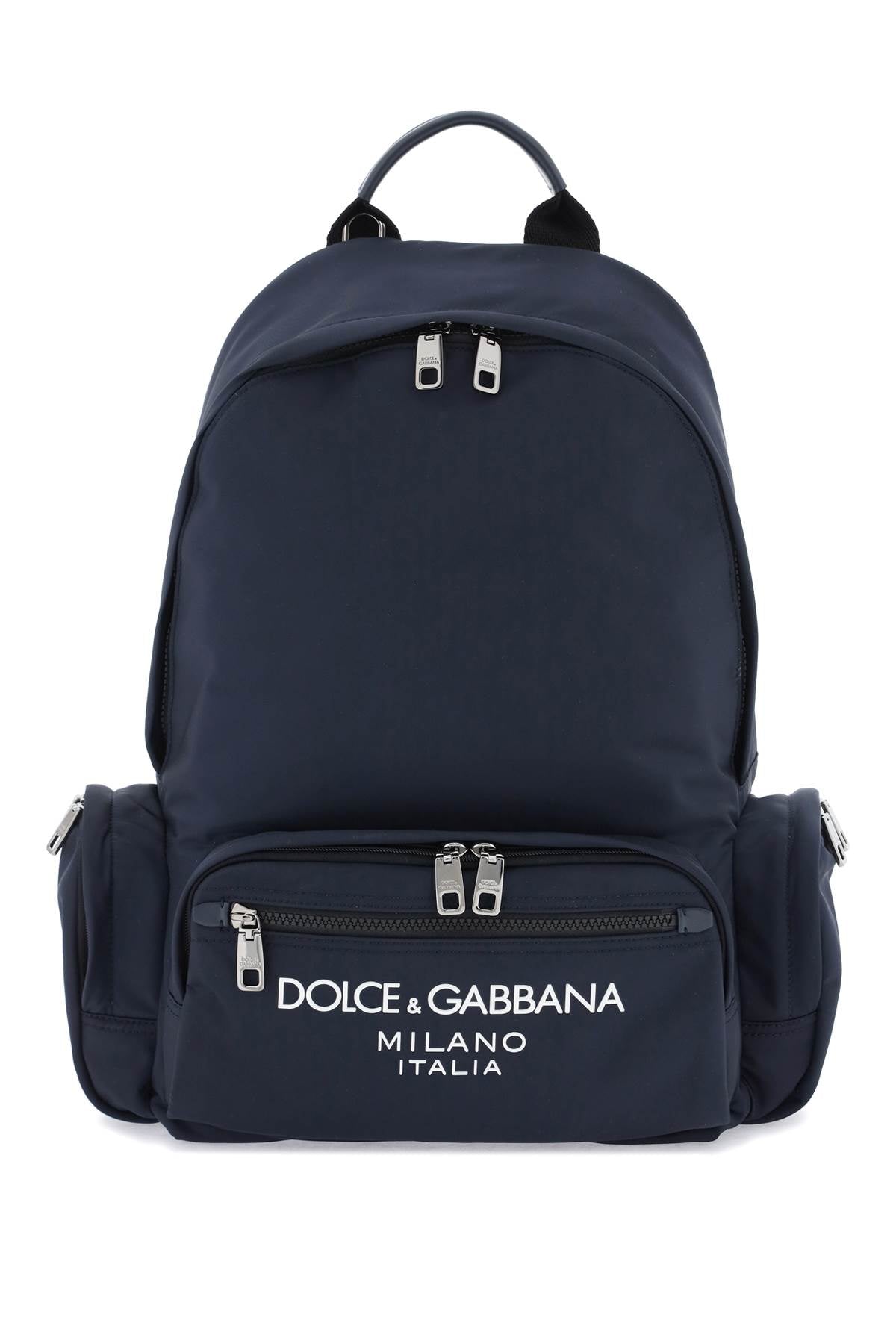 DOLCE & GABBANA Men's Nylon Backpack with Contrasting Logo and Multiple Pockets - FW23