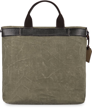 DOLCE & GABBANA Green Canvas Tote Bag with Leather Details and Adjustable Shoulder Strap