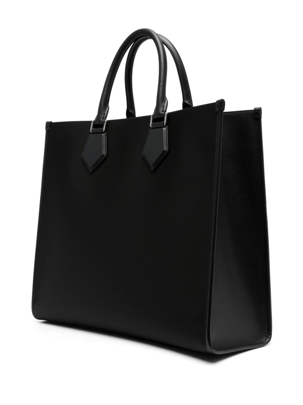 DOLCE & GABBANA Large Embossed Logo Nylon Tote Bag with Leather Accents and Shoulder Strap for Men