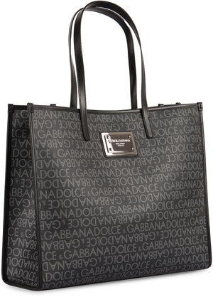 DOLCE & GABBANA Elegant Large Tote Handbag with Leather Accents, 42.5 x 34.5 x 14.5 cm