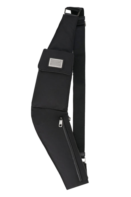 男士尼龍皮帶手提包 - 黑色 FW23