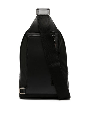 DOLCE & GABBANA Black/White Logo-Appliqué Zipped Backpack for Men