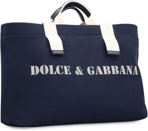 DOLCE & GABBANA Navy Printed Tote Handbag for Men (SS24)