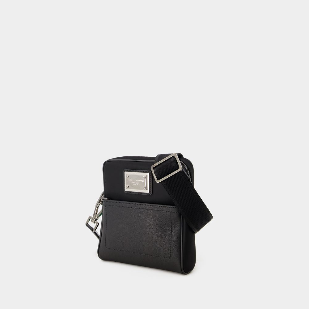 DOLCE & GABBANA Men's Black Crossbody Bag for SS24 Season