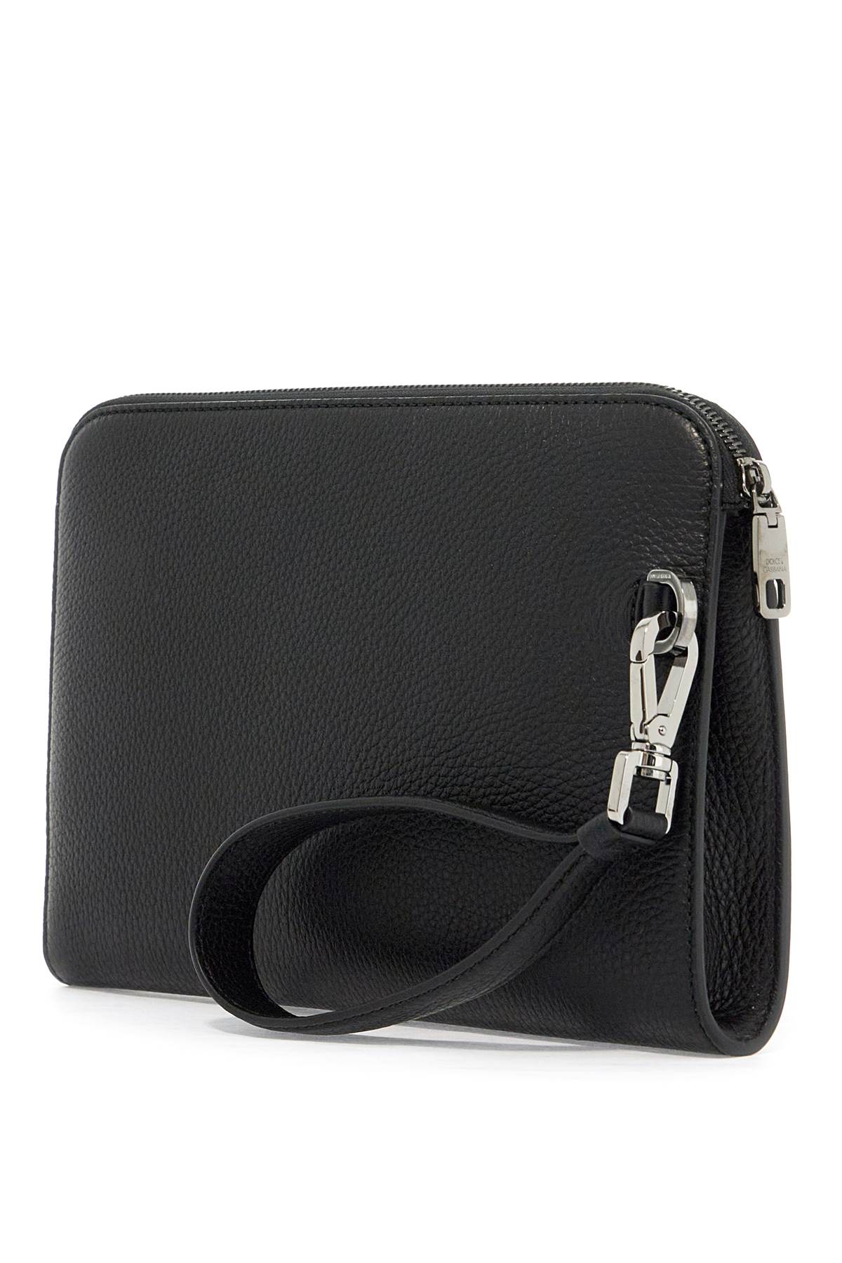 DOLCE & GABBANA Luxurious Grainy Leather Pouch Handbag, 27x19x4 cm