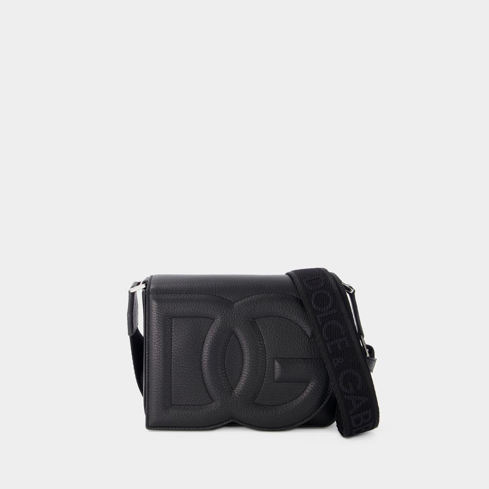 DOLCE & GABBANA Men's Mini Crossbody Handbag in Black Leather