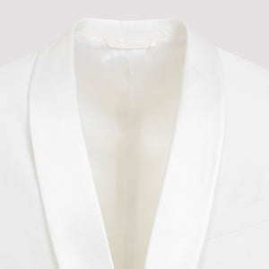 GIVENCHY Elegant White Wool Mohair Lapel Jacket